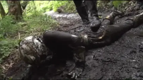 Asian Men in Costume Outdoor Encounter