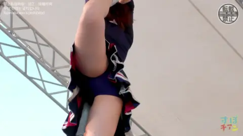 Asian Cheerleaders Perform on Stage