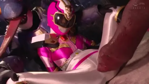 Asian Girl in Pink Armor Bondage Scene