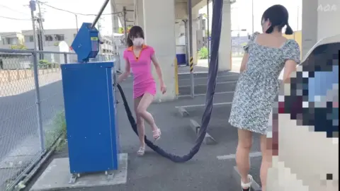 Lingerie Tease in Car Wash