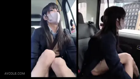 Asian Teen in School Uniform Sitting in Car