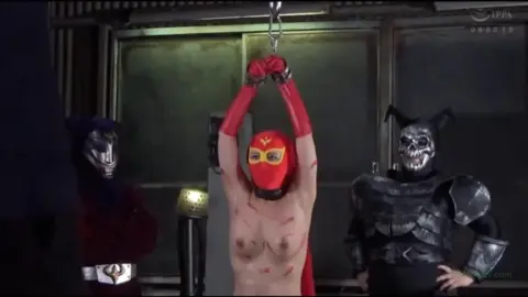 Asian Male in Red Mask Bondage and Fetish Scenes